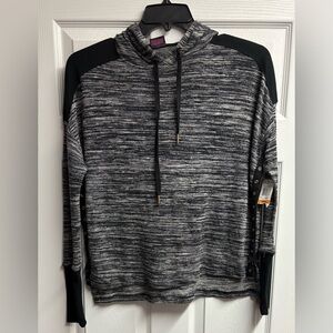 NWT Material Girl Active Lightweight Black Marbled Hoodie Size Small